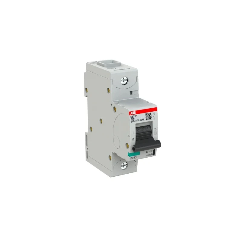 ABB High Performance S800S Miniature Circuit Breaker 1-Pole 80A Type B 690V AC 250V DC 50kA Breaking Capacity 2CCG001214R0001