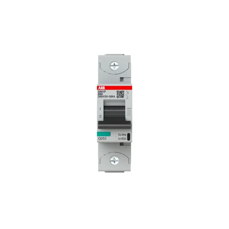 ABB High Performance S800S Miniature Circuit Breaker 1-Pole 80A Type B 690V AC 250V DC 50kA Breaking Capacity 2CCG001214R0001