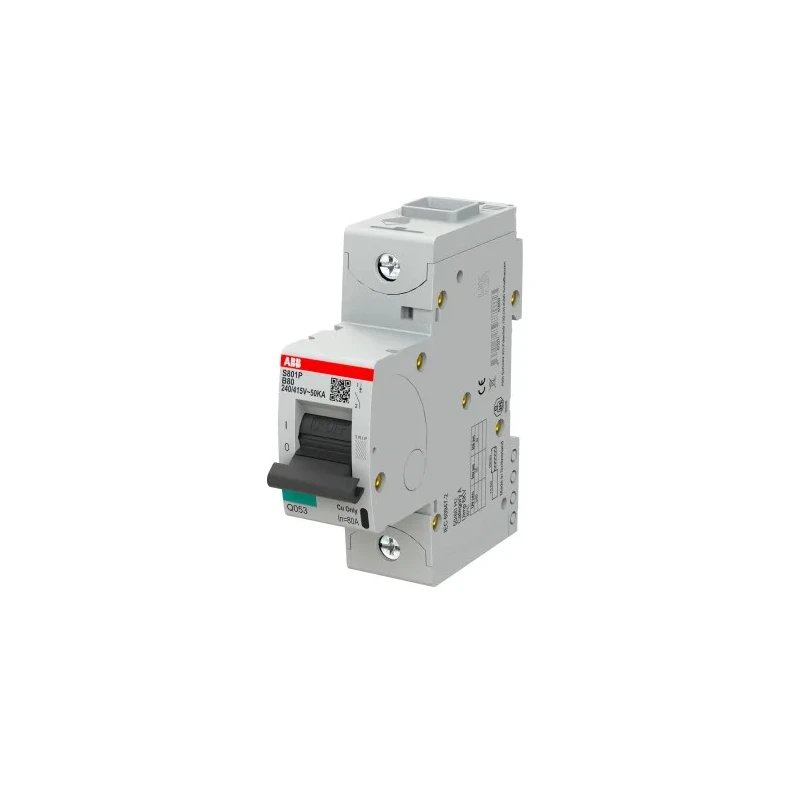 ABB High Performance S800S Miniature Circuit Breaker 1-Pole 80A Type B 690V AC 250V DC 50kA Breaking Capacity 2CCG001214R0001