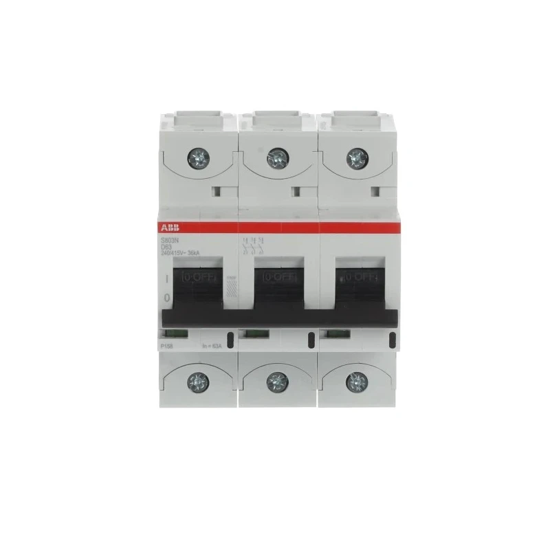 ABB High Performance S800N Miniature Circuit Breaker 3-Pole 63A Type D 690V AC, 375V DC, 6 kA 2CCS893001R0631 S803N-D63