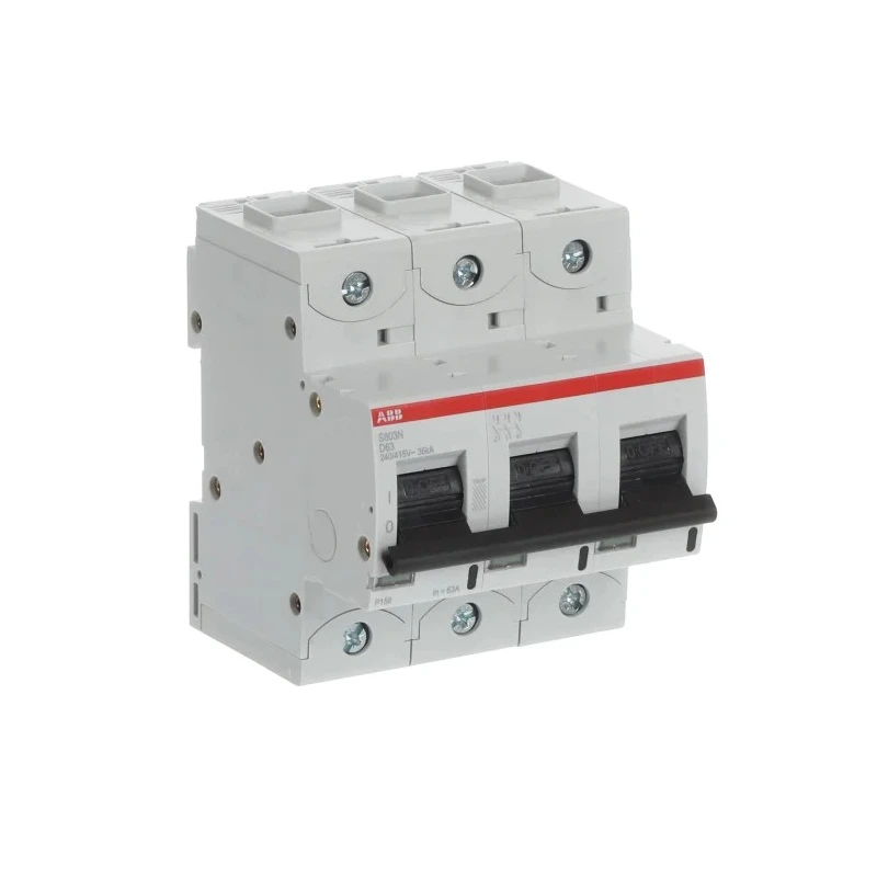 ABB High Performance S800N Miniature Circuit Breaker 3-Pole 63A Type D 690V AC, 375V DC, 6 kA 2CCS893001R0631 S803N-D63