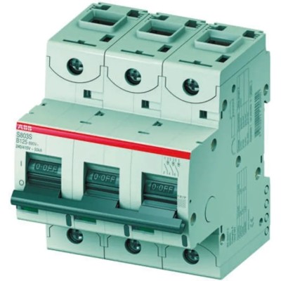 ABB High Performance S800S Miniature Circuit Breaker, 3-Pole, 63A, Type B, 690V AC, 250V DC, 50 kA 2CCS863001R0635 S803S-B63