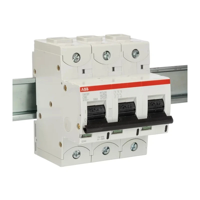 ABB High Performance S800S Miniature Circuit Breaker, 3-Pole, 80A, Type C Tripping, 690V AC, 250V DC, 50kA 2CCG001232R0001