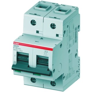 ABB High Performance S800N Miniature Circuit Breaker, 2-Pole, 63A, Type C, 690V AC, 250V DC, 36 kA 2CCS892001R0634 S802N-C63