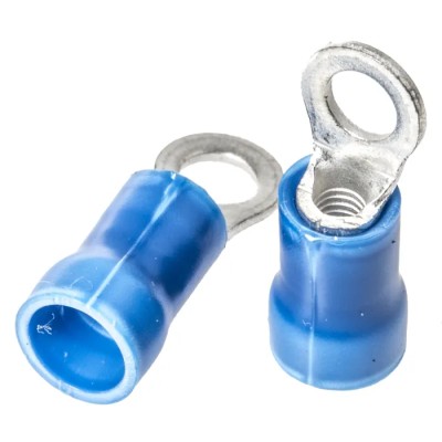 RS PRO PLASTI-GRIP Insulated Crimp Ring Terminal M3.5 Stud Size 16 AWG 14 AWG Wire Size Blue 34158