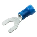 TE Connectivity PLASTI-GRIP Insulated Fork Terminal 16 AWG to 14 AWG M4 Stud Size Vinyl Blue 34166