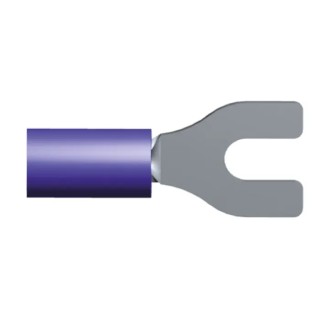 TE Connectivity PLASTI-GRIP Insulated Fork Terminal, 16 AWG to 14 AWG, M3.5 Stud Size, Vinyl Blue 34165