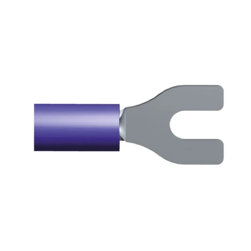 TE Connectivity PLASTI-GRIP Insulated Fork Terminal, 16 AWG to 14 AWG, M3.5 Stud Size, Vinyl Blue 34165