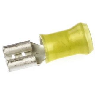 TE Connectivity FASTON .250 Yellow Insulated Female Spade Connector, Crimp, 5.14 mm² Tab Size, 11 AWG to 10 AWG 160314-2