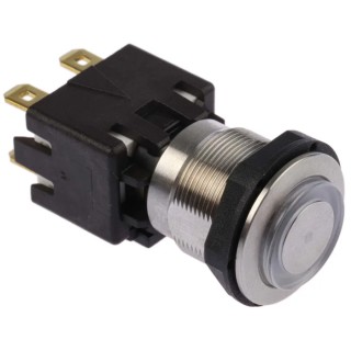 Schurter MSM LA 19 Series Illuminated Push Button Switch, Latching, Panel Mount, DPDT, Blue LED, IP64 1241.6824.1124000