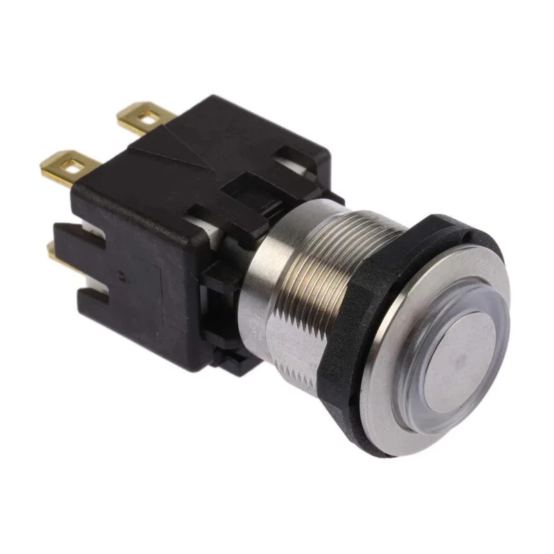 Schurter MSM LA 19 Series Illuminated Push Button Switch, Latching, Panel Mount, DPDT, Blue LED, IP64 1241.6824.1124000