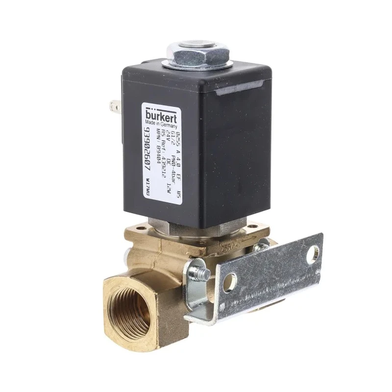 Burkert Solenoid Valve 2 Port Normally Closed Brass Body Threaded 24V DC 1/2 in G 089404