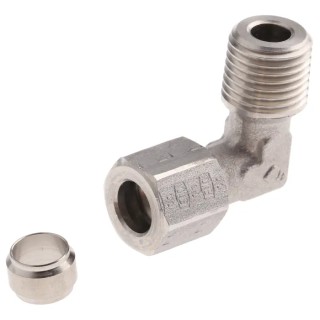 Legris Stainless Steel Pipe Fitting 90° Hexagon Elbow Male BSPT 1/4 in 1809 08 13