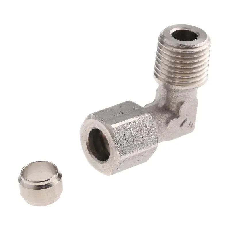 Legris Stainless Steel Pipe Fitting 90° Hexagon Elbow Male BSPT 1/4 in 1809 08 13