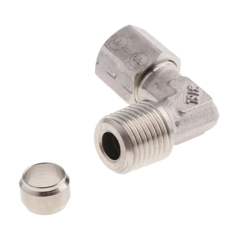 Legris Stainless Steel Pipe Fitting 90° Hexagon Elbow Male BSPT 1/4 in 1809 08 13