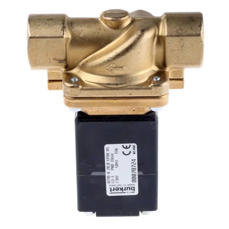 Burkert Brass Body Solenoid Valve 2 Port NC 230V AC, Orifice Diameter 20mm, Max Pressure 16 bar 078724