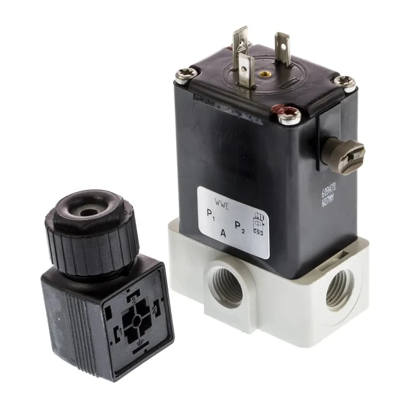 Burkert 3 Port NO/NC Polypropylene Solenoid Valve 24V DC G1/4 Threaded Ports 3mm Orifice 078556