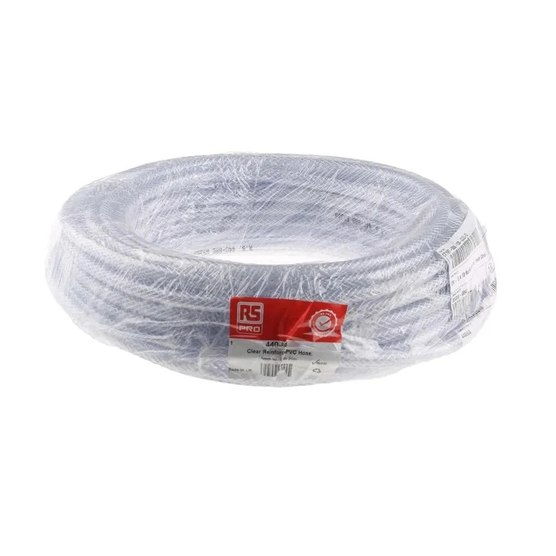 RS PRO Reinforced Polyvinyl Chloride Multi-purpose Hose Pipe 10 mm OD 5 mm ID 27 bar 25 m Long 440-868