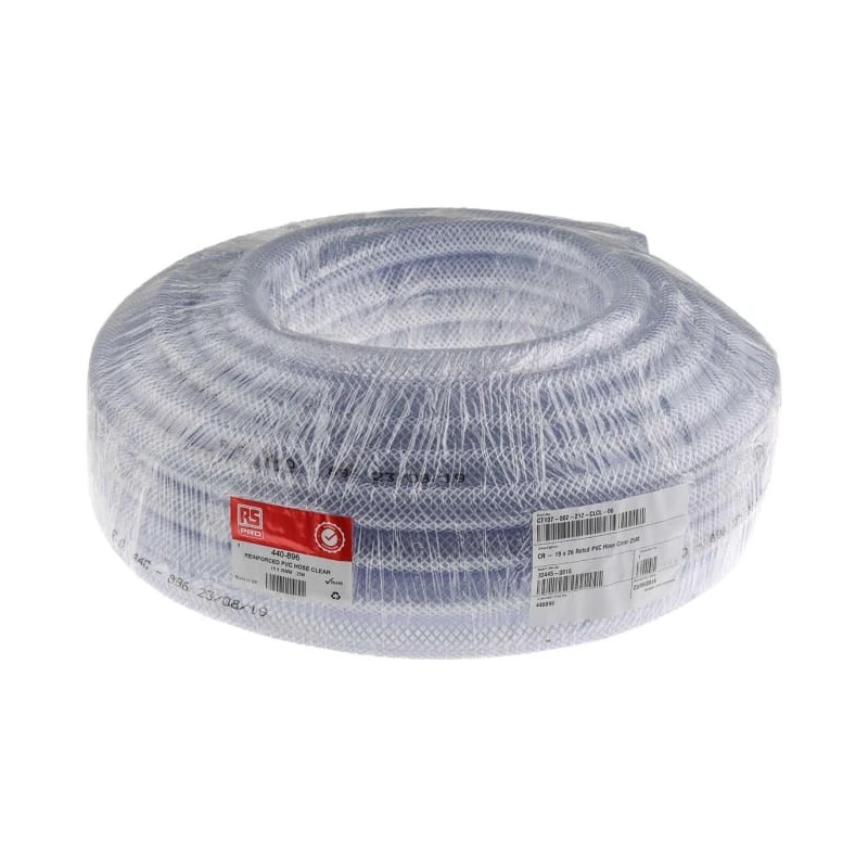 RS PRO Multi-Purpose Reinforced PVC Hose Pipe, 10 bar Maximum Operating Pressure, 25 m Length, 26 mm Outer Diameter 440-896