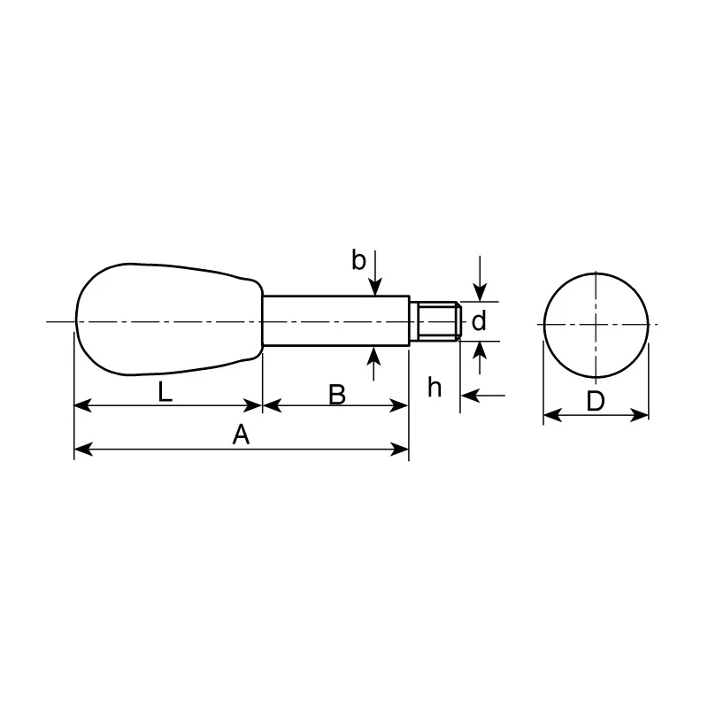 Elesa Lever Arm with Male Thread M12 x 15 mm, Duroplast Handle, Steel Shaft, Black, Length 135mm 4202