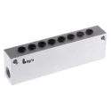 Legris 3310 series 8 Station G Threaded Push-in Cartridge Aluminium Manifold for Beverages, Non-Corrosive & 3310 04 13