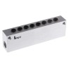 Legris 3310 series 8 Station G Threaded Push-in Cartridge Aluminium Manifold for Beverages, Non-Corrosive & 3310 04 13