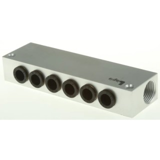 Legris 3310 series 6 Station G Thread Aluminium Manifold, Port Size 3/8 in, Male/Female, RoHS Certified 3310 08 17