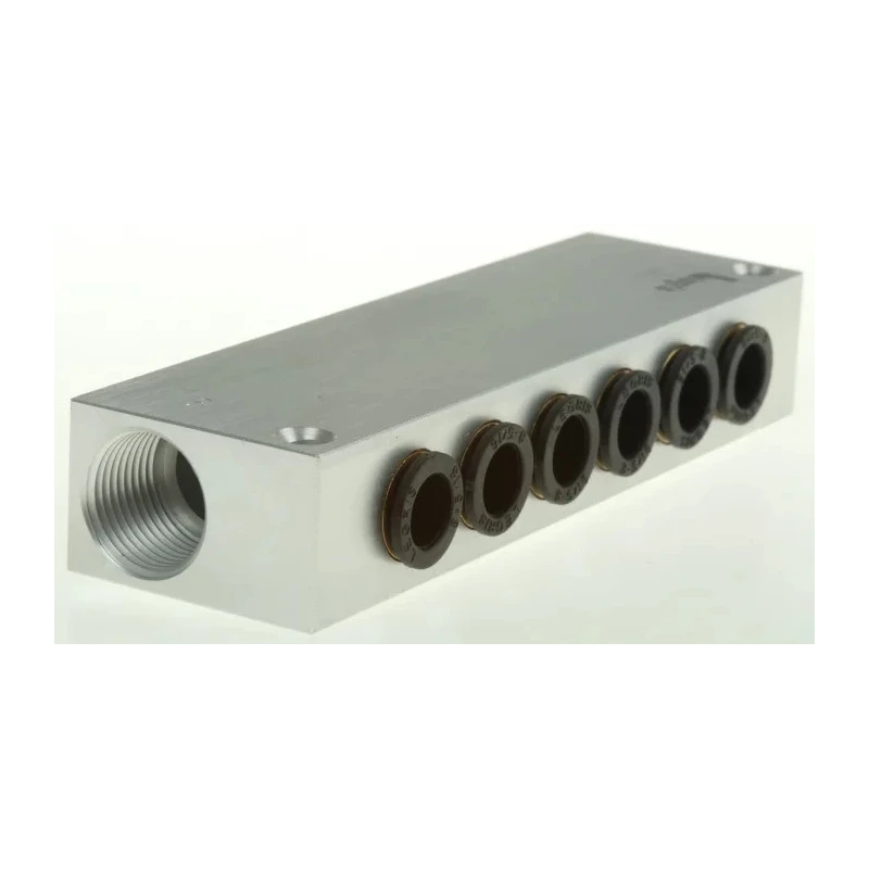Legris 3310 series 6 Station G Thread Aluminium Manifold, Port Size 3/8 in, Male/Female, RoHS Certified 3310 08 17