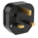 RS PRO 13A 250V UK Mains Plug Black Thermoplastic Clamp BS1363 Type G 2+E Male Connector 854-396