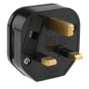 RS PRO 13A 250V UK Mains Plug Black Thermoplastic Clamp BS1363 Type G 2+E Male Connector 854-396