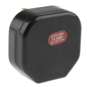 RS PRO 13A 250V UK Mains Plug Black Thermoplastic Clamp BS1363 Type G 2+E Male Connector 854-396