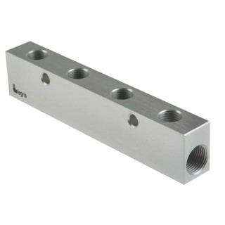 Legris 4 Outlet Pneumatic Manifold Anodised Aluminium, 20 bar, 146mm Length 3311 13 17 04