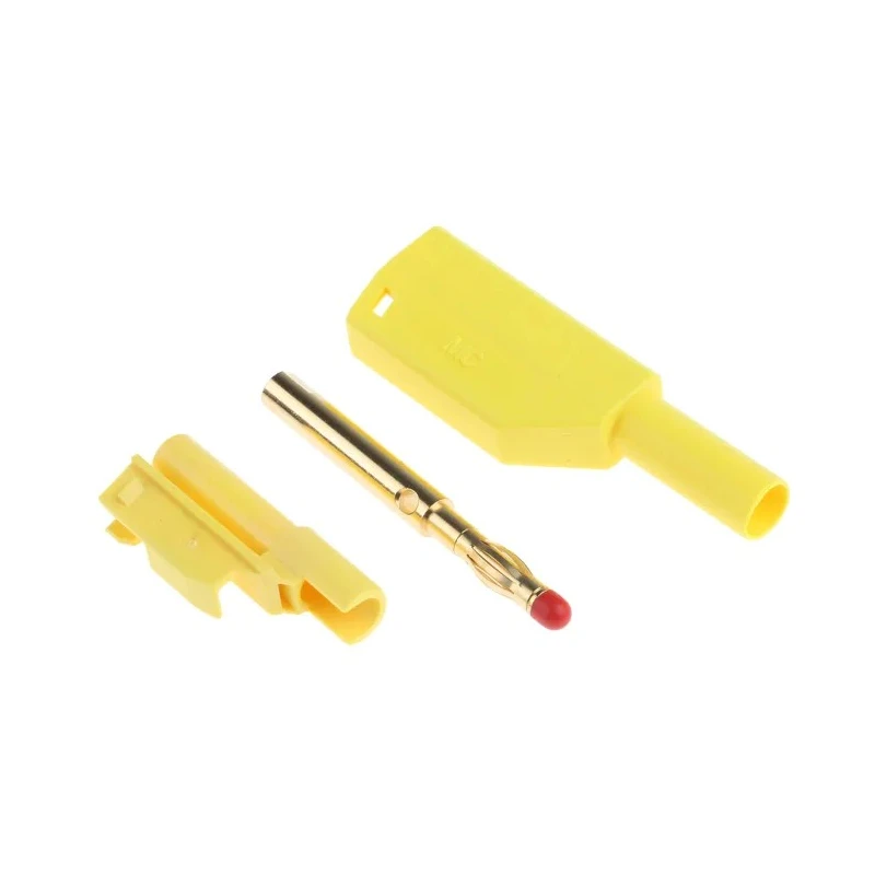 Staubli Yellow Male Banana Plug, 4 mm Connector, Solder Termination, 1kV, 32A, Gold Plating 22.2380-24 22.1203
