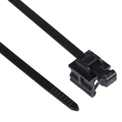 HellermannTyton Cable Tie Assemblies Cable Tie 200 mm x 4.6 mm Black Polyamide 66 156-04602 T50ROSEC19-PA66HS/PA66HIRHS-BK