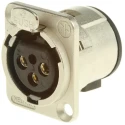 Neutrik Through Hole XLR Connector Straight 50V 3-Pole Female Silver over Nickel Plating NC3FD-V