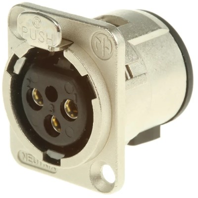 Neutrik Through Hole XLR Connector Straight 50V 3-Pole Female Silver over Nickel Plating NC3FD-V