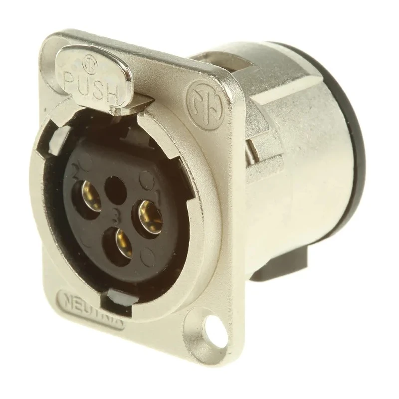 Neutrik Through Hole XLR Connector Straight 50V 3-Pole Female Silver over Nickel Plating NC3FD-V