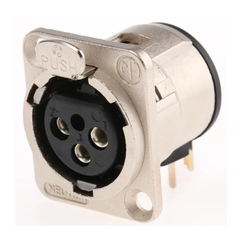 Neutrik PCB XLR Connector Right Angle Female 3 Contacts 50V Silver over Nickel Plating NC3FD-H