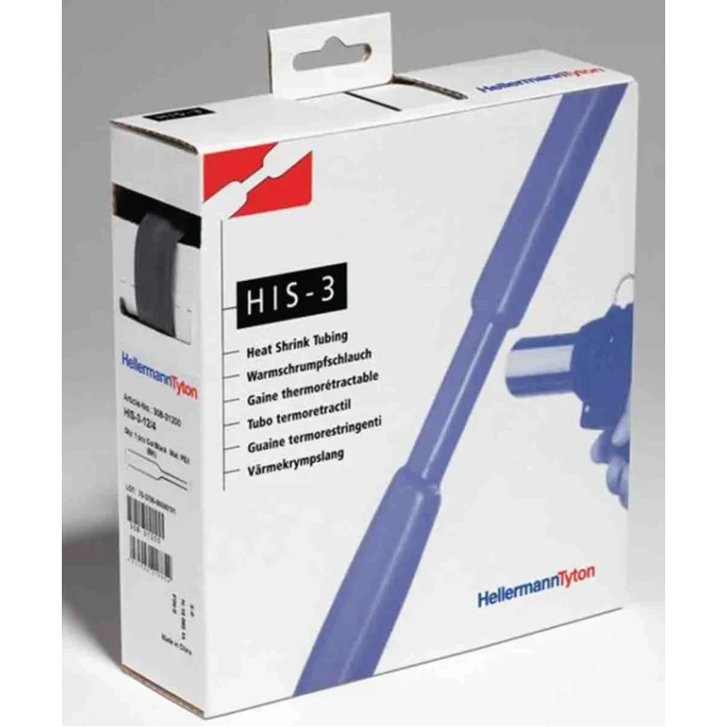 3M Heat Shrink Tubing Black 1.5 mm Sleeve Diameter x 10m Length 3:1 Ratio HIS-3 308-30150 HIS-3-1.5/0.5-PO-X-BK