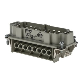 EPIC Heavy Duty Power Connector, 16A Current Rating, H-BE Series Male Connector Insert, 16 Contacts, 600V Voltage 10194000