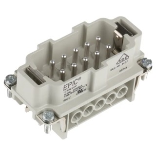 EPIC Heavy Duty Power Connector Module 16A 600V Cable Mounting Straight Orientation 10 Contacts H-BE Series 10192000