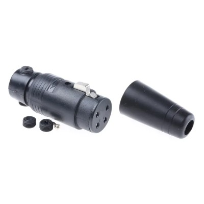 Amphenol Industrial 4 Way Female Straight Cable Loudspeaker Connector 20A Black Thermoplastic Housing AP411