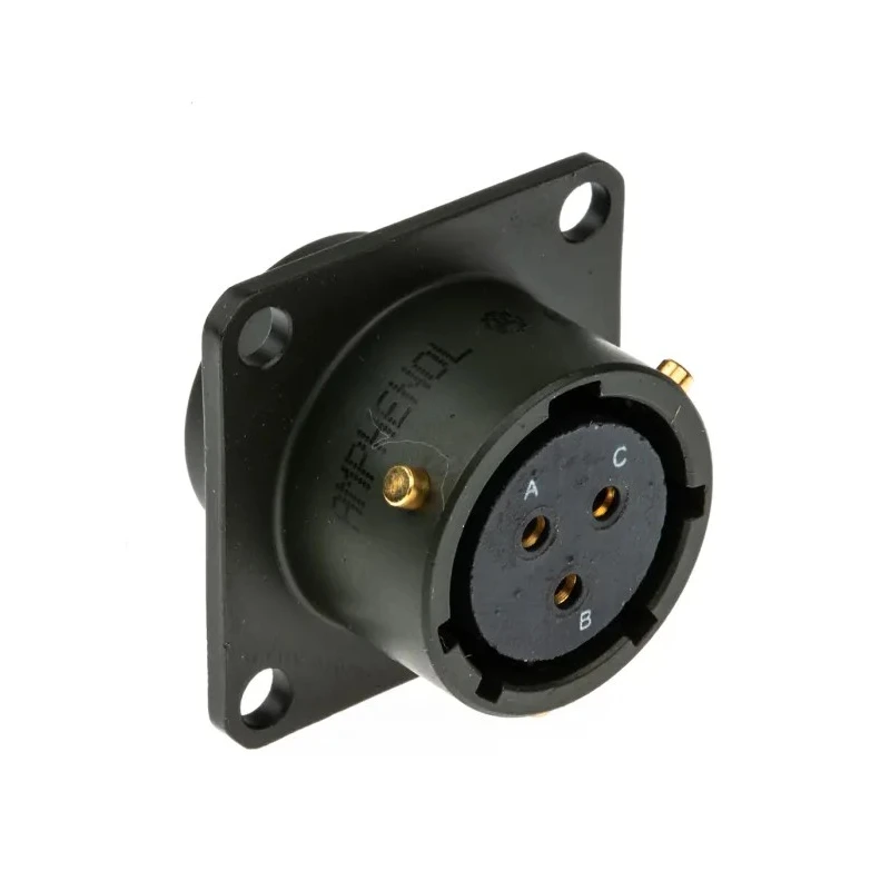 Amphenol Limited MIL Spec Copper Tin Straight 3 Way Box Mount Circular Connector 1.2, 850kV dc Voltage 62GB-12E12-03SN