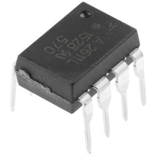 Broadcom DC Input Optocoupler, Through Hole Mount, 8-Pin PDIP Package, Transistor Output, HCPL-2611-020E