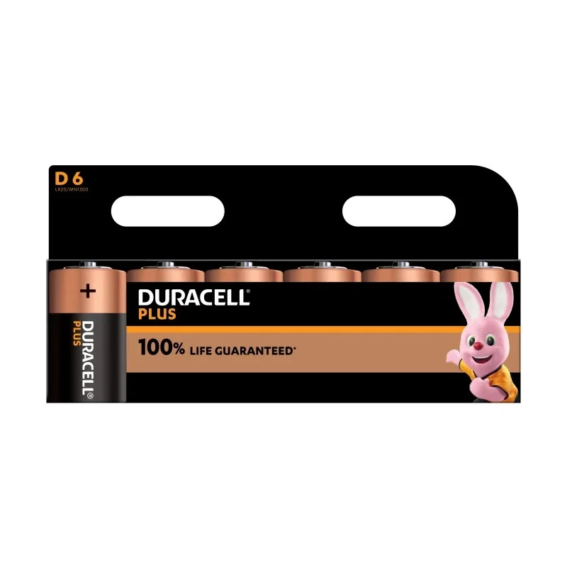 Duracell Plus 1.5 V Alkaline D Battery 18Ah LR20 Flat Termination 61.50mm Height 34.2mm Diameter 145g Weight 5000394142084