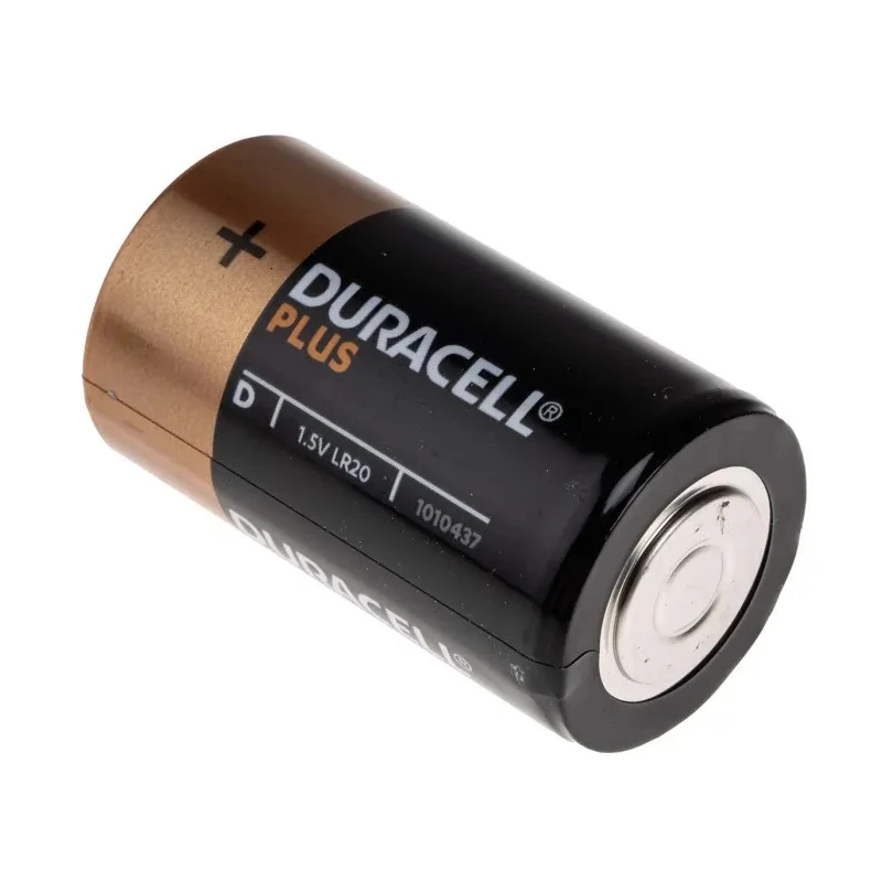 Duracell Plus 1.5 V Alkaline D Battery 18Ah LR20 Flat Termination 61.50mm Height 34.2mm Diameter 145g Weight 5000394142084