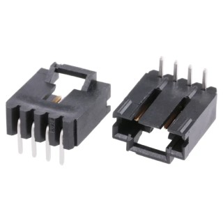 TE Connectivity AMPMODU MTE Series Right Angle Through Hole PCB Header, 4 Contacts, 2.54 mm Pitch, 1 Row, Shrouded 5-104935-1