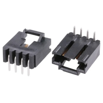 TE Connectivity AMPMODU MTE Series Right Angle Through Hole PCB Header, 4 Contacts, 2.54 mm Pitch, 1 Row, Shrouded 5-104935-1