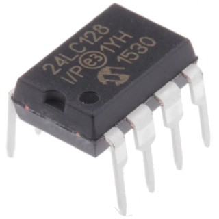Microchip 128 kB Serial EEPROM 8-Pin PDIP 900 ns Access Time Serial-I2C Interface 24LC128-I/P