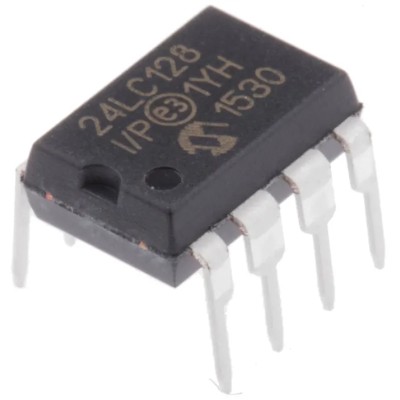 Microchip 128 kB Serial EEPROM 8-Pin PDIP 900 ns Access Time Serial-I2C Interface 24LC128-I/P